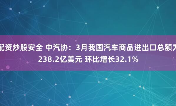 配资炒股安全 中汽协：3月我国汽车商品进出口总额为238.2亿美元 环比增长32.1%