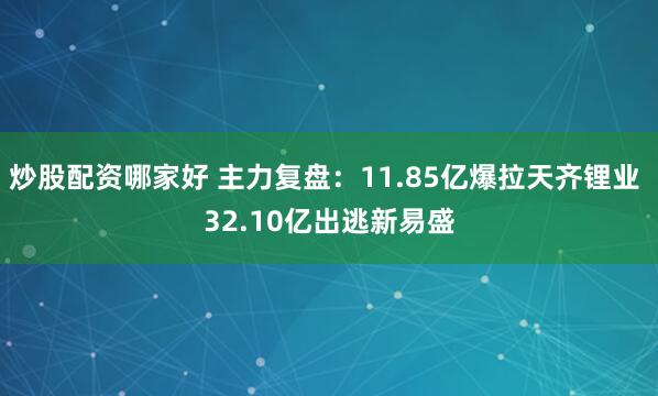 炒股配资哪家好 主力复盘：11.85亿爆拉天齐锂业 32.10亿出逃新易盛